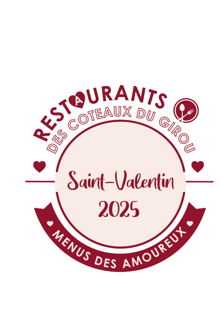 Logo 2025 des restaurants en Coteaux du girou spécial Saint-Valentin. 