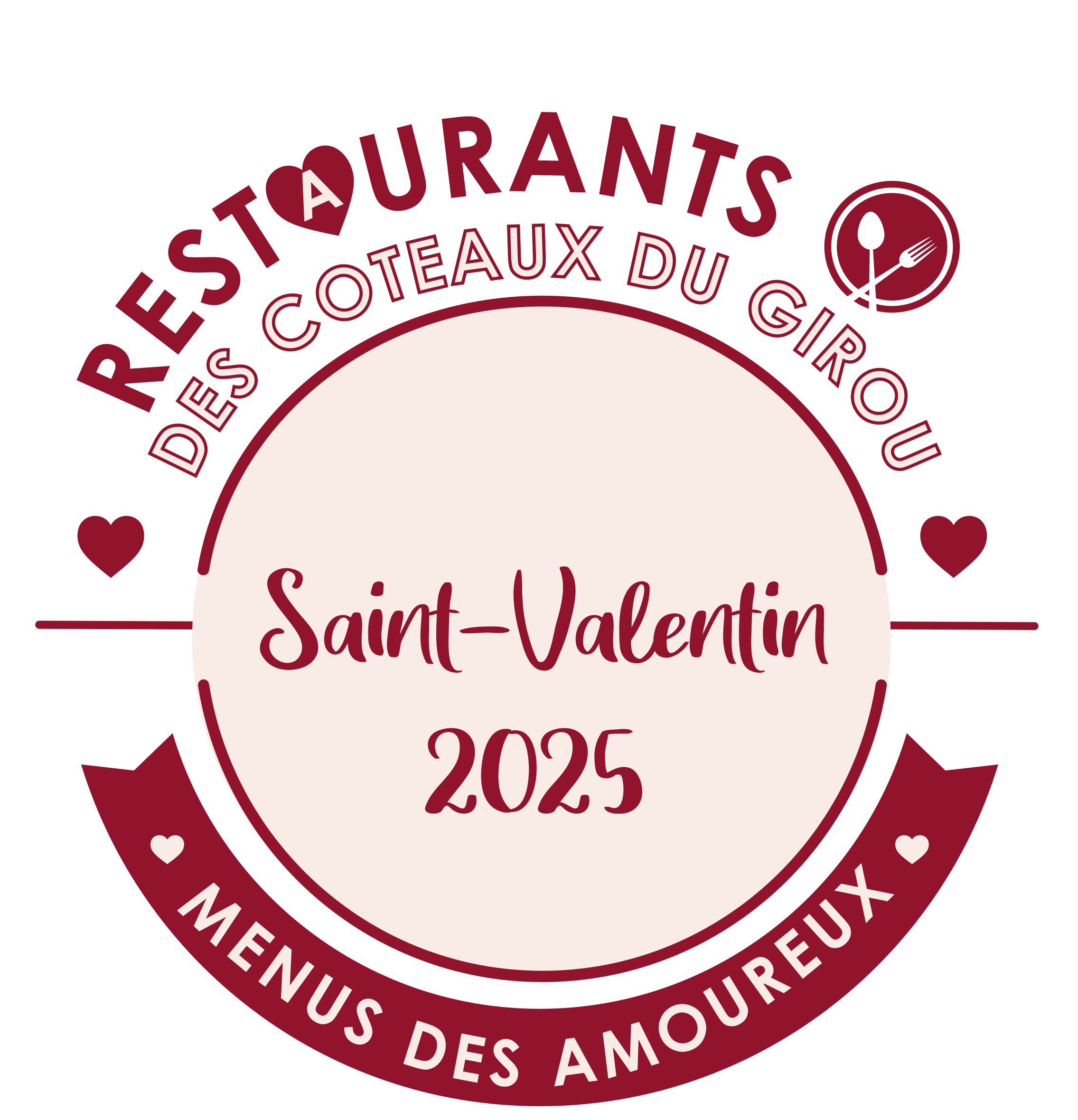 Logo 2025 des restaurants en Coteaux du girou spécial Saint-Valentin.